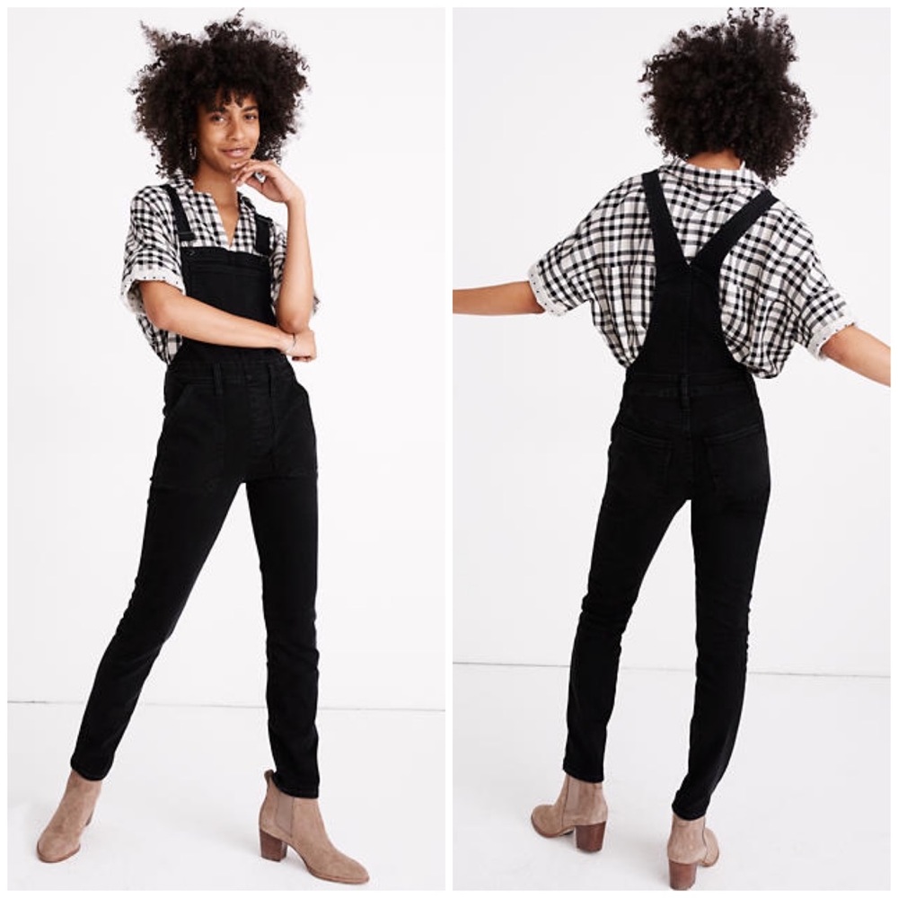 Madewell Petite Skinny Overalls Dark Lunar Wash
